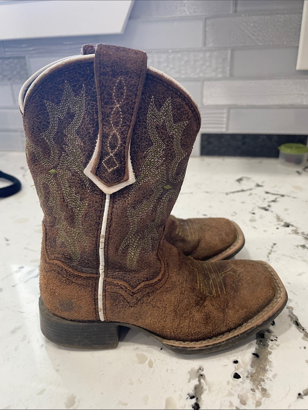 Ariat Brown Suede Toddler Western Cowboy Boots Size 8
